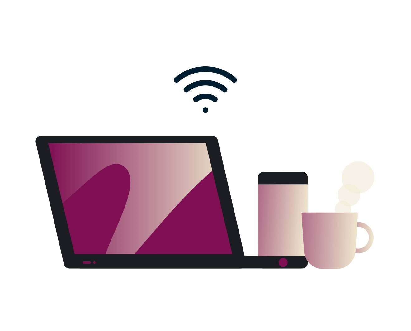 הישארו בטוחים על רשתות Wi-Fi ציבוריות: בשימוש במחשב נייד בבית קפה.
