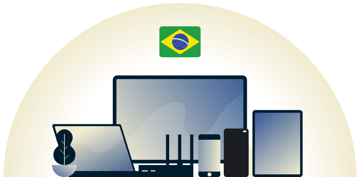 VPN brésilien protégeant une variété d'appareils.